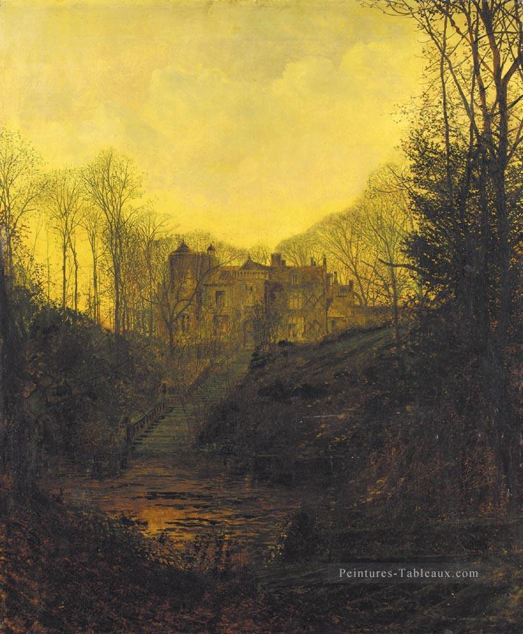 Un manoir en automne Paysage de la ville John Atkinson Grimshaw Peintures à l'huile
